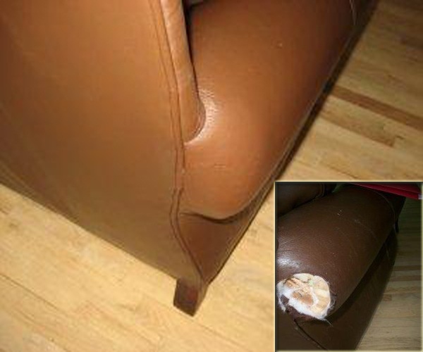 Burn Stained discolored peeling worn damaged leather repair Leather