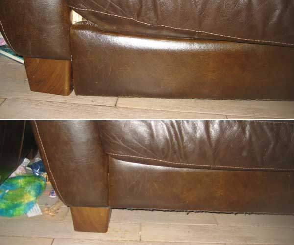 Burn Stained discolored peeling worn damaged leather repair Leather